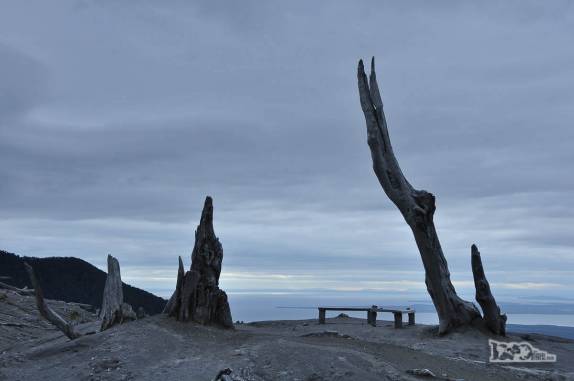 Cenário desolador no topo do vulcão Chaitén, no sul do Chile
